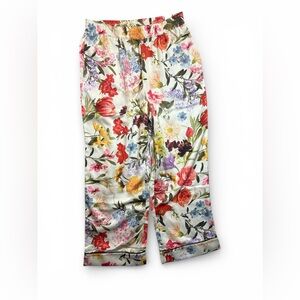Mestiza Floral Pajama Pants, Elastic Waist Lounge Sleep Bottoms, Size M